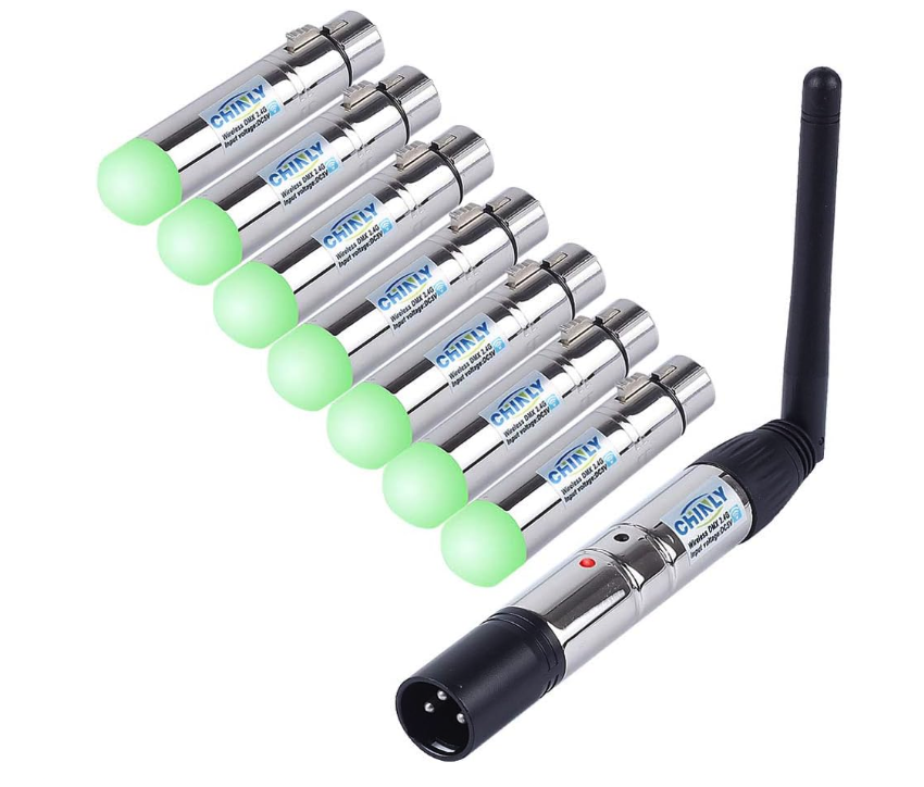 Wireless DMX 8pcs 2.4G (1 Male Transmitter & 7 Female Receivers)